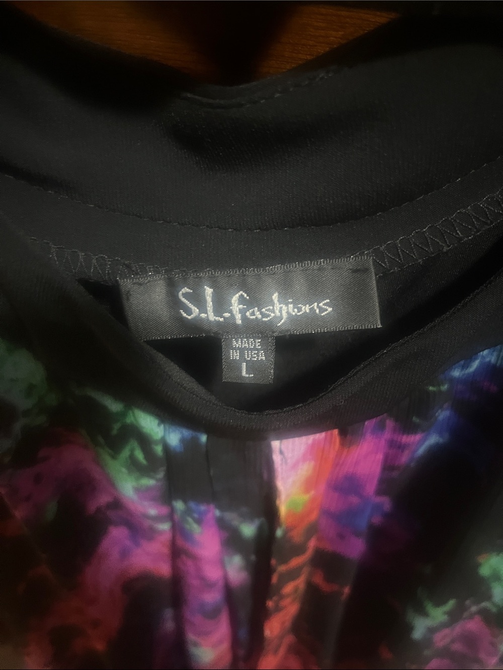 S.L. Fashions Black Floral Tie-Dye Print Tunic
